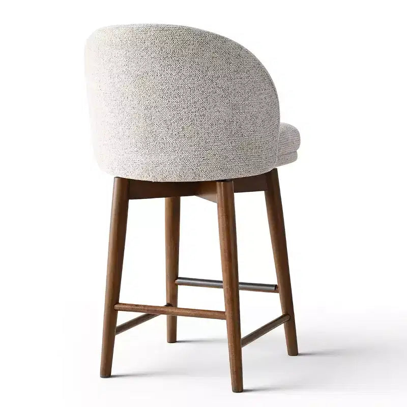 Lot de 4 tabourets de comptoir modernes rembourrés à dossier incurvé et pivotant à 360°, pieds en bois massif pour îlot de cuisine ou bar de maison - Panipeachy