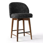 Lot de 4 tabourets de comptoir modernes rembourrés à dossier incurvé et pivotant à 360°, pieds en bois massif pour îlot de cuisine ou bar de maison - Panipeachy