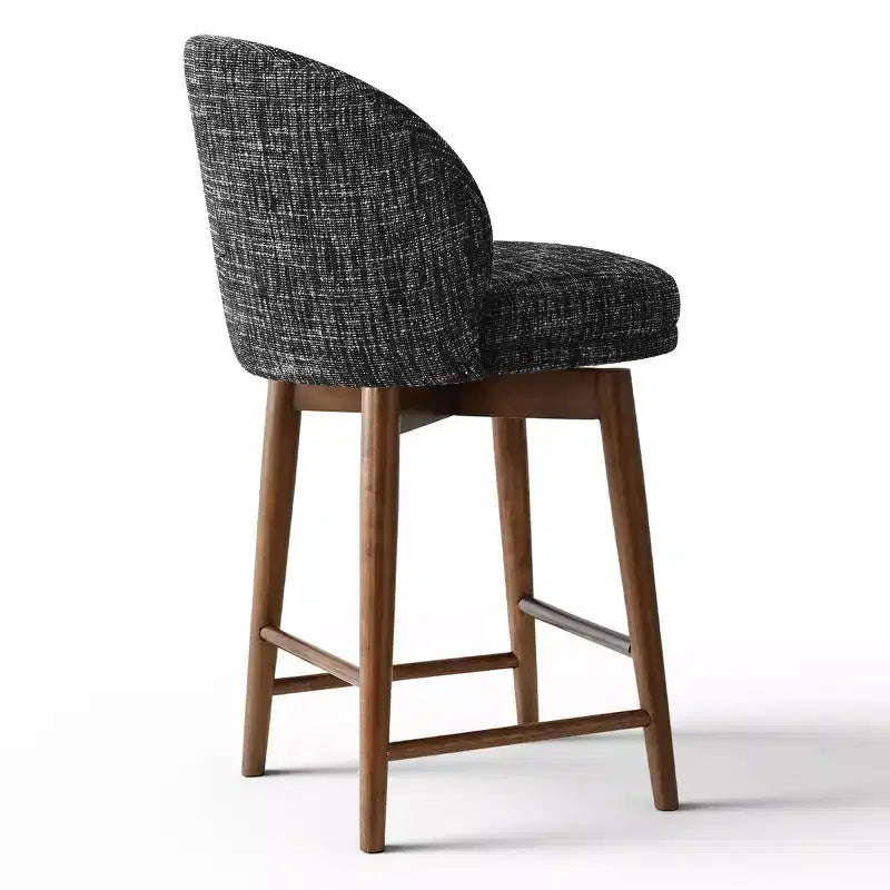 Lot de 4 tabourets de comptoir modernes rembourrés à dossier incurvé et pivotant à 360°, pieds en bois massif pour îlot de cuisine ou bar de maison - Panipeachy