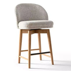 Lot de 4 tabourets de comptoir modernes rembourrés à dossier incurvé et pivotant à 360°, pieds en bois massif pour îlot de cuisine ou bar de maison - Panipeachy