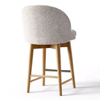 Lot de 4 tabourets de comptoir modernes rembourrés à dossier incurvé et pivotant à 360°, pieds en bois massif pour îlot de cuisine ou bar de maison - Panipeachy