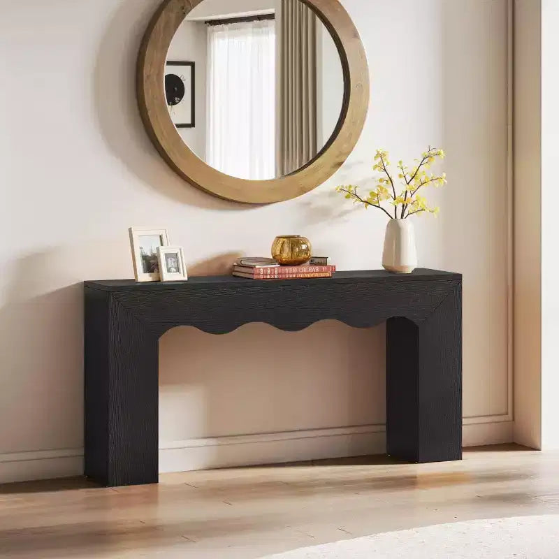 Lantine Table console 63 pouces en bois massif, table basse de style ferme derrière le canapé pour l'entrée, le salon et le foyer, assemblage facile