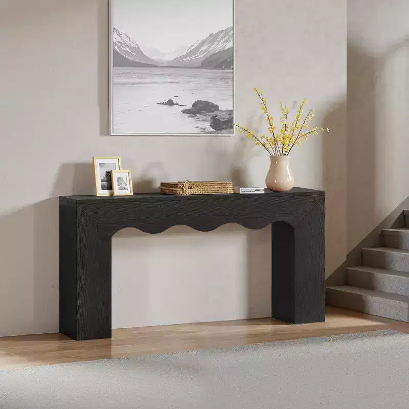 Lantine Table console 63 pouces en bois massif, table basse de style ferme derrière le canapé pour l'entrée, le salon et le foyer, assemblage facile