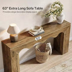 Lantine Table console 63 pouces en bois massif, table basse de style ferme derrière le canapé pour l'entrée, le salon et le foyer, assemblage facile