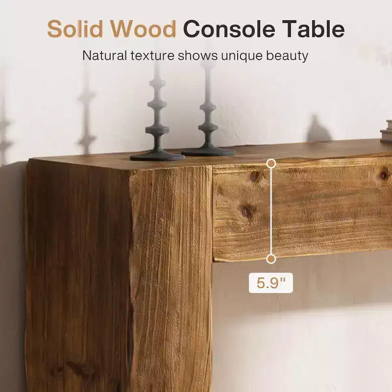 Lantine Table console 63 pouces en bois massif, table basse de style ferme derrière le canapé pour l'entrée, le salon et le foyer, assemblage facile