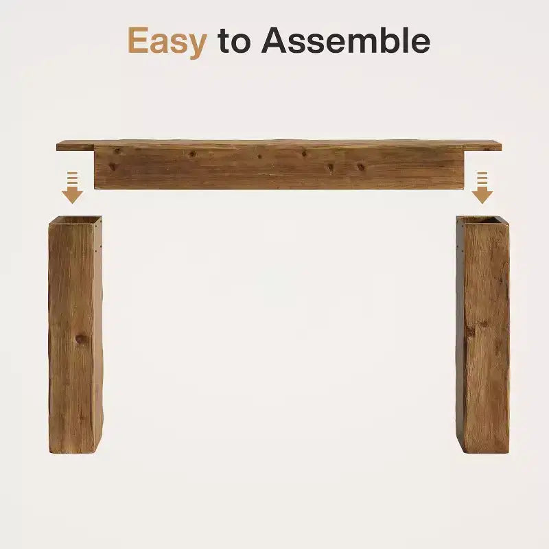 Lantine Table console 63 pouces en bois massif, table basse de style ferme derrière le canapé pour l'entrée, le salon et le foyer, assemblage facile