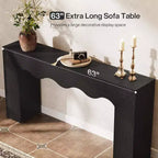 Lantine Table console 63 pouces en bois massif, table basse de style ferme derrière le canapé pour l'entrée, le salon et le foyer, assemblage facile