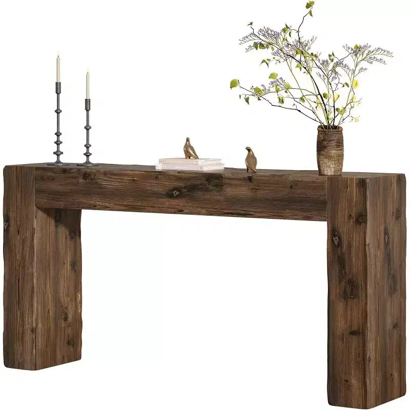 Lantine Table console 63 pouces en bois massif, table basse de style ferme derrière le canapé pour l'entrée, le salon et le foyer, assemblage facile