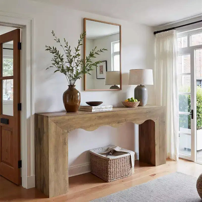 Lantine Table console 63 pouces en bois massif, table basse de style ferme derrière le canapé pour l'entrée, le salon et le foyer, assemblage facile