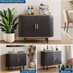 Buffet/Bahut cannelé de 101,6 cm, meuble de rangement avec porte coulissante et étagère réglable, pour salon, salle à manger, cuisine, couloir