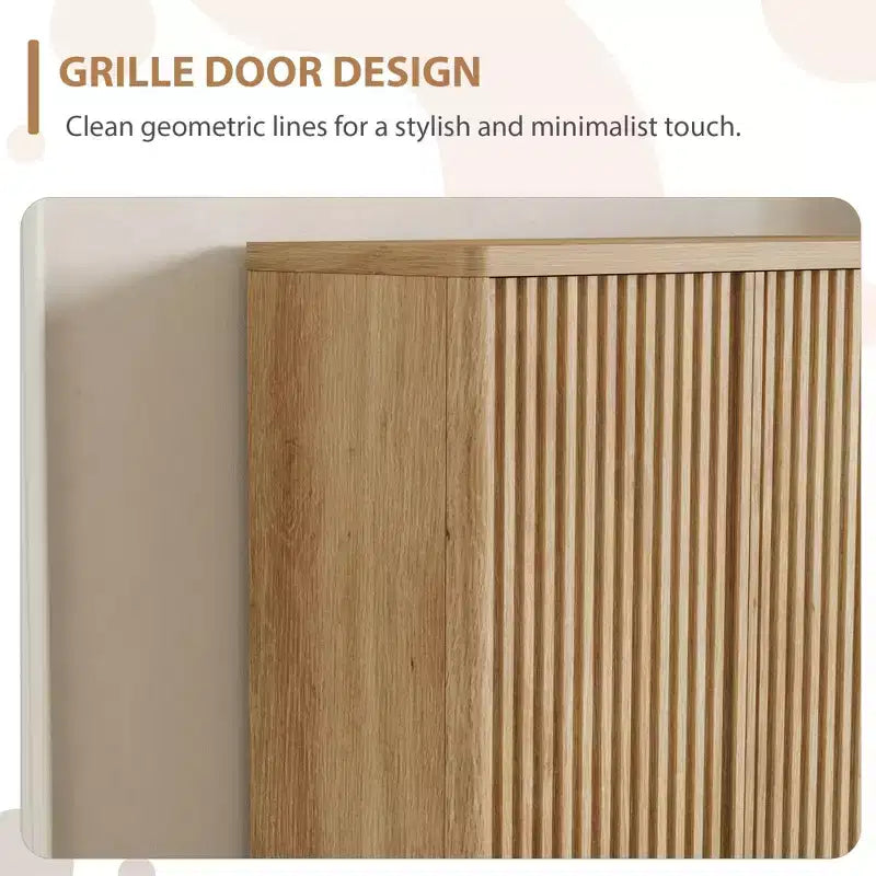 Meuble à chaussures avec porte cannelée, rangement à 5 niveaux avec 4 étagères réglables, banc à chaussures rustique pour couloir
