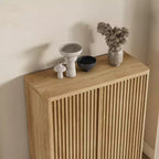Meuble à chaussures avec porte cannelée, rangement à 5 niveaux avec 4 étagères réglables, banc à chaussures rustique pour couloir