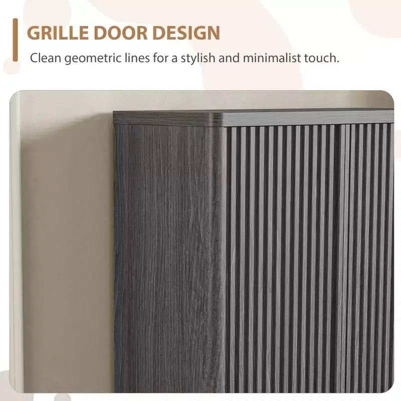 Meuble à chaussures avec porte cannelée, rangement à 5 niveaux avec 4 étagères réglables, banc à chaussures rustique pour couloir