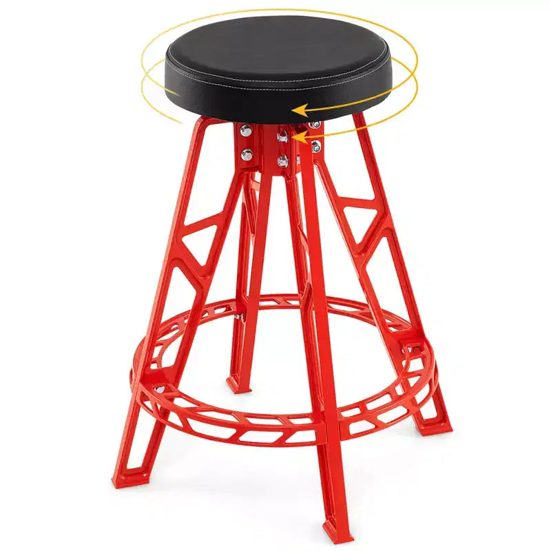 Tabouret d'atelier pivotant Costway 28 pouces avec siège rond rembourré pour atelier et réparation automobile Rouge + Noir
