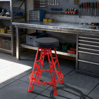 Tabouret d'atelier pivotant Costway 28 pouces avec siège rond rembourré pour atelier et réparation automobile Rouge + Noir
