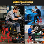 Tabouret d'atelier pivotant Costway 28 pouces avec siège rond rembourré pour atelier et réparation automobile Rouge + Noir