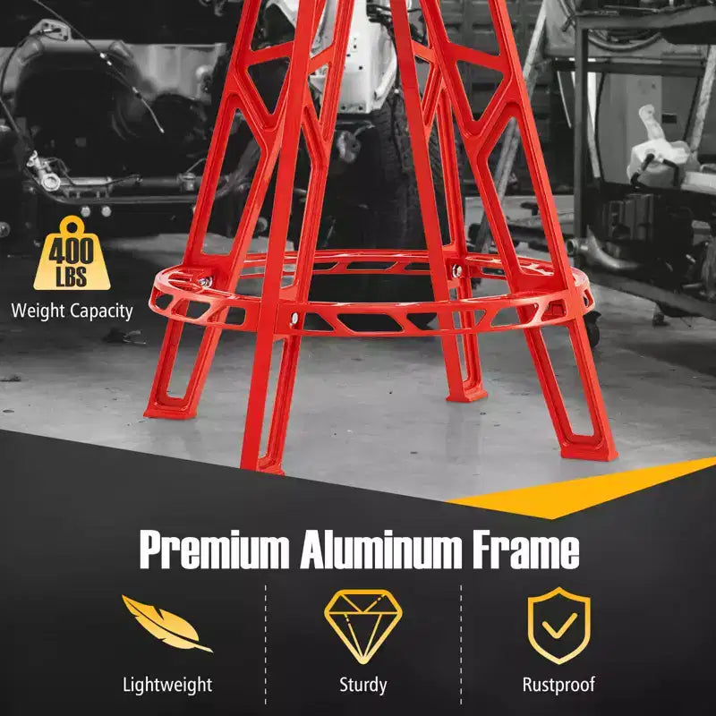 Tabouret d'atelier pivotant Costway 28 pouces avec siège rond rembourré pour atelier et réparation automobile Rouge + Noir