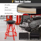 Tabouret d'atelier pivotant Costway 28 pouces avec siège rond rembourré pour atelier et réparation automobile Rouge + Noir
