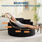 Chaise longue ronde d'intérieur surdimensionnée 55 x 55 pouces, canapé nuage moderne sans assemblage en velours côtelé, canapé individuel avec 4 oreillers, assise profonde