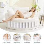 Chaise longue ronde d'intérieur surdimensionnée 55 x 55 pouces, canapé nuage moderne sans assemblage en velours côtelé, canapé individuel avec 4 oreillers, assise profonde