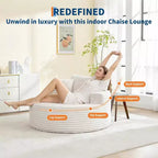 Chaise longue ronde d'intérieur surdimensionnée 55 x 55 pouces, canapé nuage moderne sans assemblage en velours côtelé, canapé individuel avec 4 oreillers, assise profonde