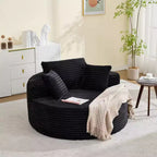 Chaise longue ronde d'intérieur surdimensionnée 55 x 55 pouces, canapé nuage moderne sans assemblage en velours côtelé, canapé individuel avec 4 oreillers, assise profonde