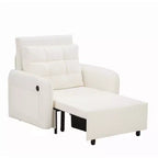 Fauteuil-lit convertible 3-en-1 Whisen, couchage extra long de 80 cm, canapé-lit simple en chenille avec poches de rangement