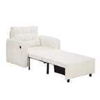 Fauteuil-lit convertible 3-en-1 Whisen, couchage extra long de 80 cm, canapé-lit simple en chenille avec poches de rangement