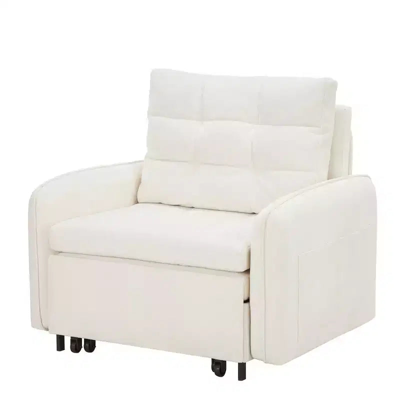 Fauteuil-lit convertible 3-en-1 Whisen, couchage extra long de 80 cm, canapé-lit simple en chenille avec poches de rangement