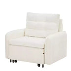 Fauteuil-lit convertible 3-en-1 Whisen, couchage extra long de 80 cm, canapé-lit simple en chenille avec poches de rangement