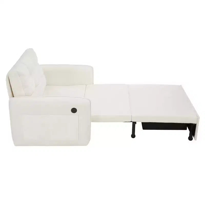 Fauteuil-lit convertible 3-en-1 Whisen, couchage extra long de 80 cm, canapé-lit simple en chenille avec poches de rangement