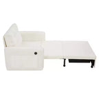 Fauteuil-lit convertible 3-en-1 Whisen, couchage extra long de 80 cm, canapé-lit simple en chenille avec poches de rangement