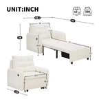 Fauteuil-lit convertible 3-en-1 Whisen, couchage extra long de 80 cm, canapé-lit simple en chenille avec poches de rangement