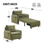 Fauteuil-lit convertible 3-en-1 Whisen, couchage extra long de 80 cm, canapé-lit simple en chenille avec poches de rangement