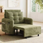 Fauteuil-lit convertible 3-en-1 Whisen, couchage extra long de 80 cm, canapé-lit simple en chenille avec poches de rangement