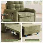 Fauteuil-lit convertible 3-en-1 Whisen, couchage extra long de 80 cm, canapé-lit simple en chenille avec poches de rangement