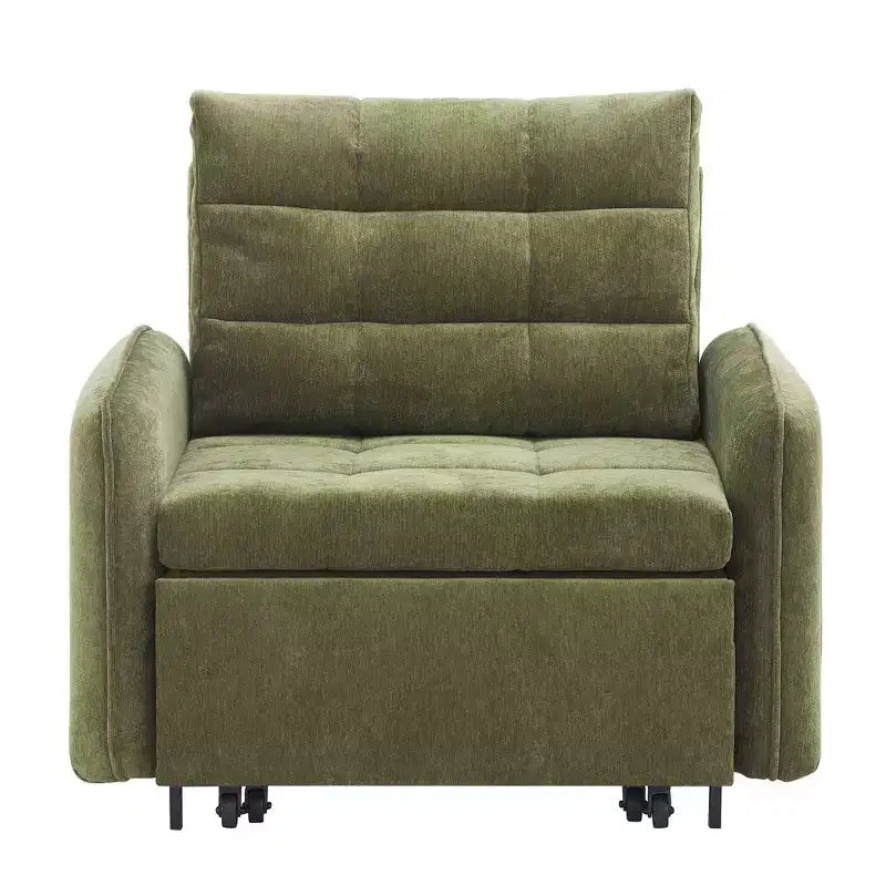 Fauteuil-lit convertible 3-en-1 Whisen, couchage extra long de 80 cm, canapé-lit simple en chenille avec poches de rangement