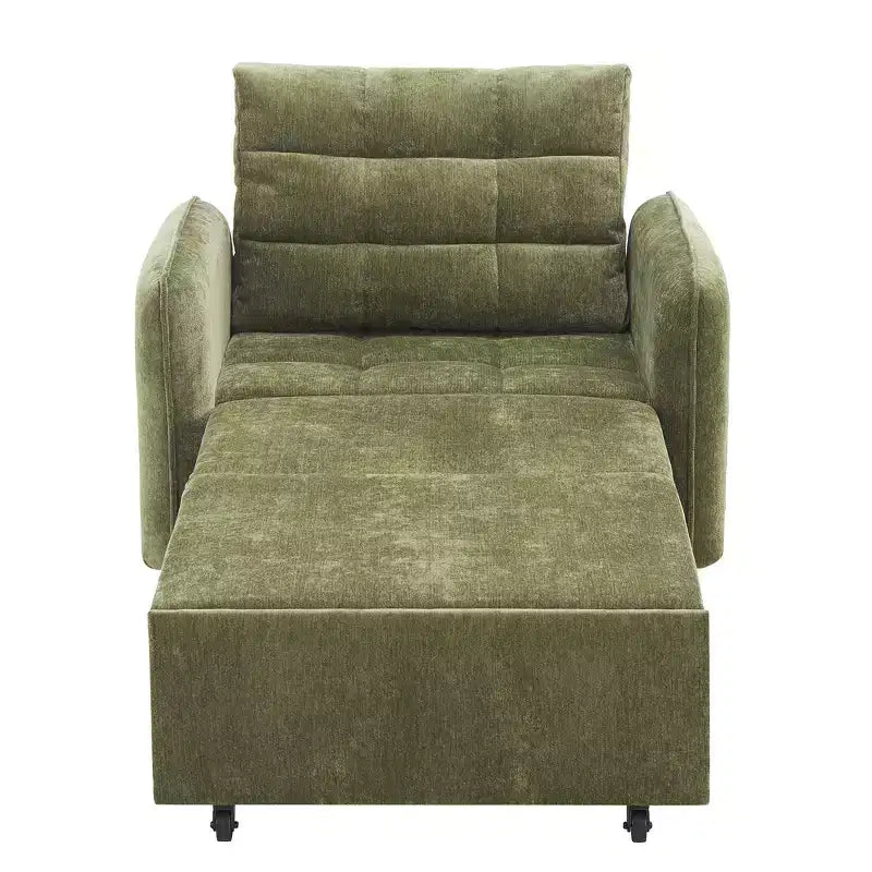 Fauteuil-lit convertible 3-en-1 Whisen, couchage extra long de 80 cm, canapé-lit simple en chenille avec poches de rangement