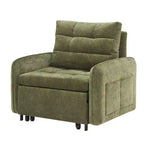 Fauteuil-lit convertible 3-en-1 Whisen, couchage extra long de 80 cm, canapé-lit simple en chenille avec poches de rangement