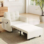 Fauteuil-lit convertible 3-en-1 Whisen, couchage extra long de 80 cm, canapé-lit simple en chenille avec poches de rangement