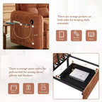 Fauteuil-lit convertible 3-en-1 Whisen, couchage extra long de 80 cm, canapé-lit simple en chenille avec poches de rangement