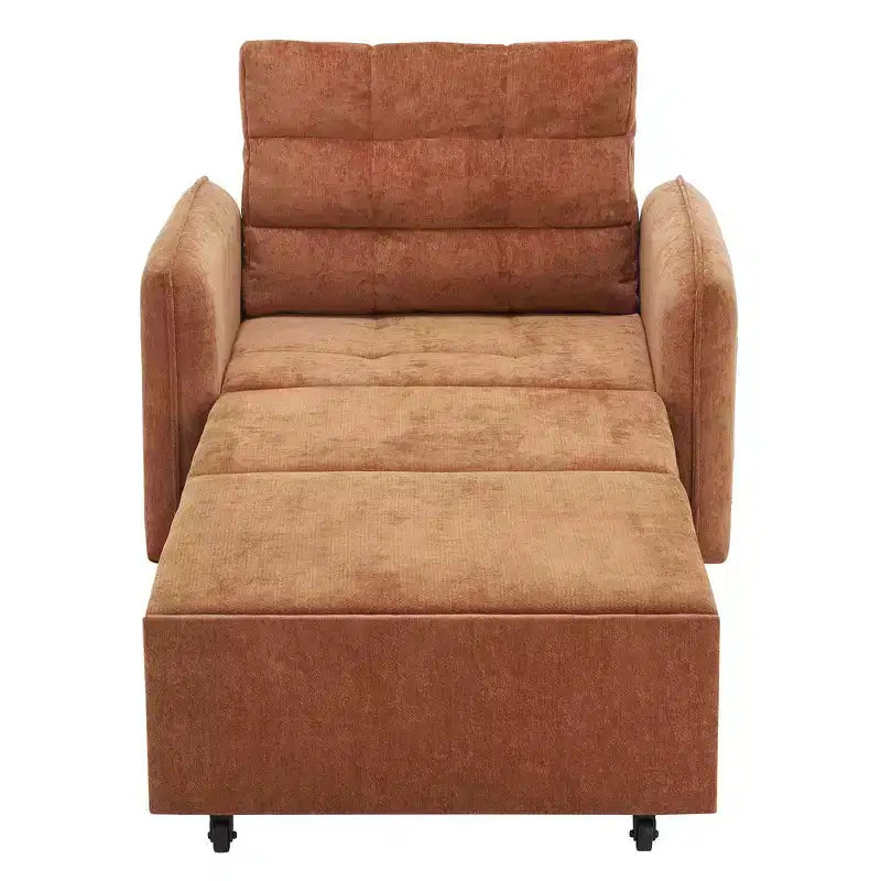 Fauteuil-lit convertible 3-en-1 Whisen, couchage extra long de 80 cm, canapé-lit simple en chenille avec poches de rangement