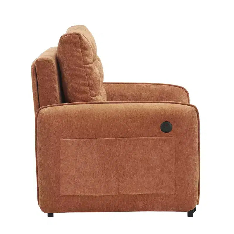 Fauteuil-lit convertible 3-en-1 Whisen, couchage extra long de 80 cm, canapé-lit simple en chenille avec poches de rangement
