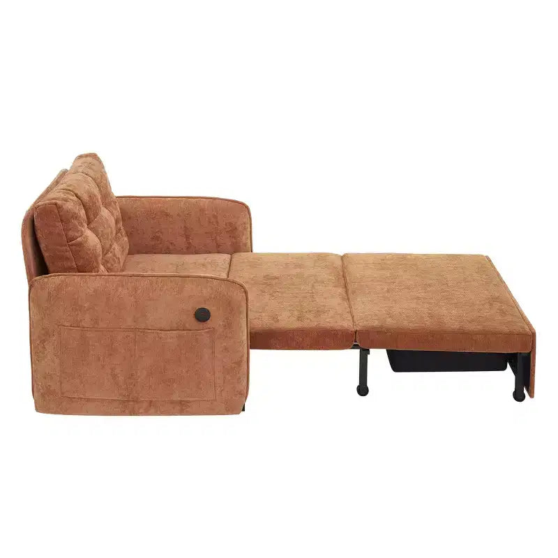 Fauteuil-lit convertible 3-en-1 Whisen, couchage extra long de 80 cm, canapé-lit simple en chenille avec poches de rangement
