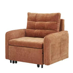 Fauteuil-lit convertible 3-en-1 Whisen, couchage extra long de 80 cm, canapé-lit simple en chenille avec poches de rangement