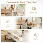 Fauteuil-lit convertible 3-en-1 Whisen, couchage extra long de 80 cm, canapé-lit simple en chenille avec poches de rangement