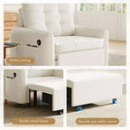 Fauteuil-lit convertible 3-en-1 Whisen, couchage extra long de 80 cm, canapé-lit simple en chenille avec poches de rangement
