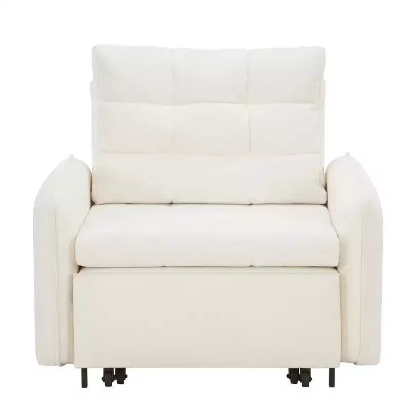 Fauteuil-lit convertible 3-en-1 Whisen, couchage extra long de 80 cm, canapé-lit simple en chenille avec poches de rangement