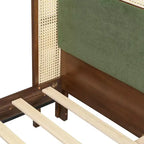 Christopher Knight Home Megan Cadre de Lit Contemporain en Bois avec Tête de Lit Rembourrée en Rotin