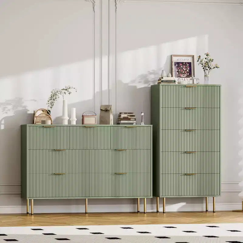 Commode à 5 tiroirs avec tiroirs larges - Meuble de rangement moderne en bois pour chambre, salon, dressing et couloir